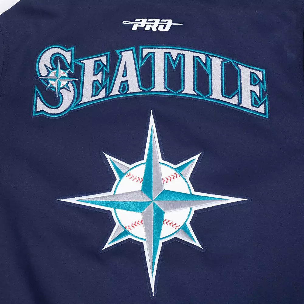 Pro Standard Men's MLB Seattle Mariners Current Logo Pro Game Day Double Knit Jacket - NAVY/WHITE