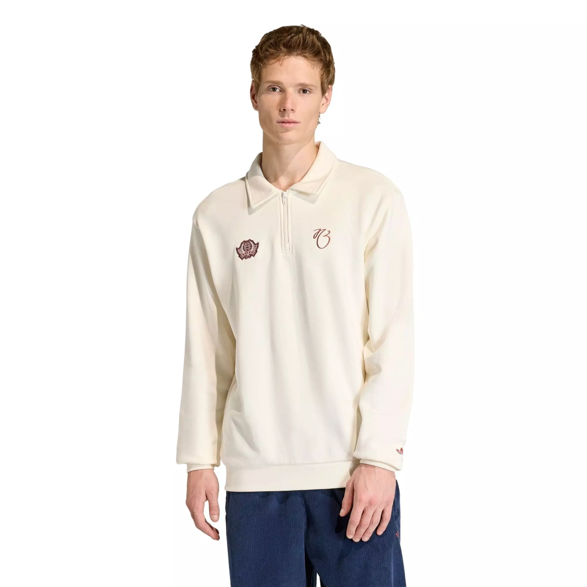adidas Men's Jude Bellingham Loose Half Zip Sweatshirt - Cream - CREAM