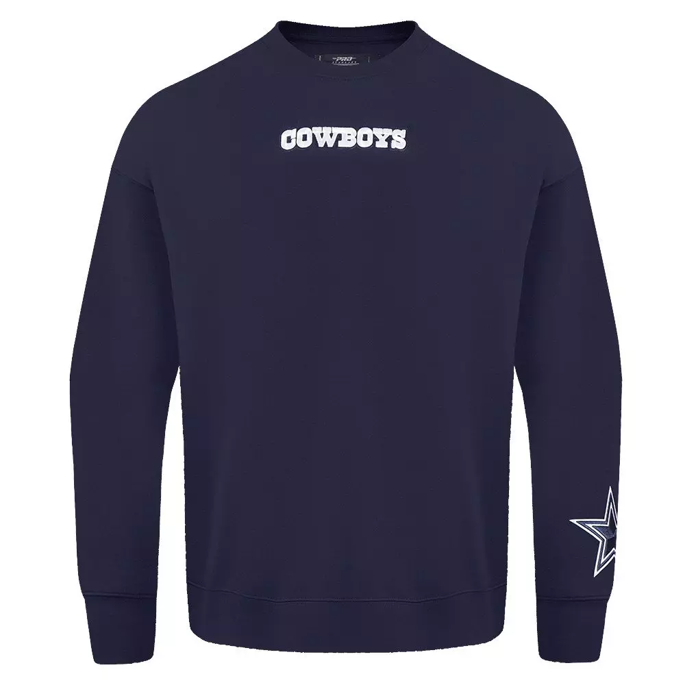 Pro Standard Men's NFL Dallas Cowboys Wingspan Drop Shoulder Fleece Crewneck - Navy - NAVY