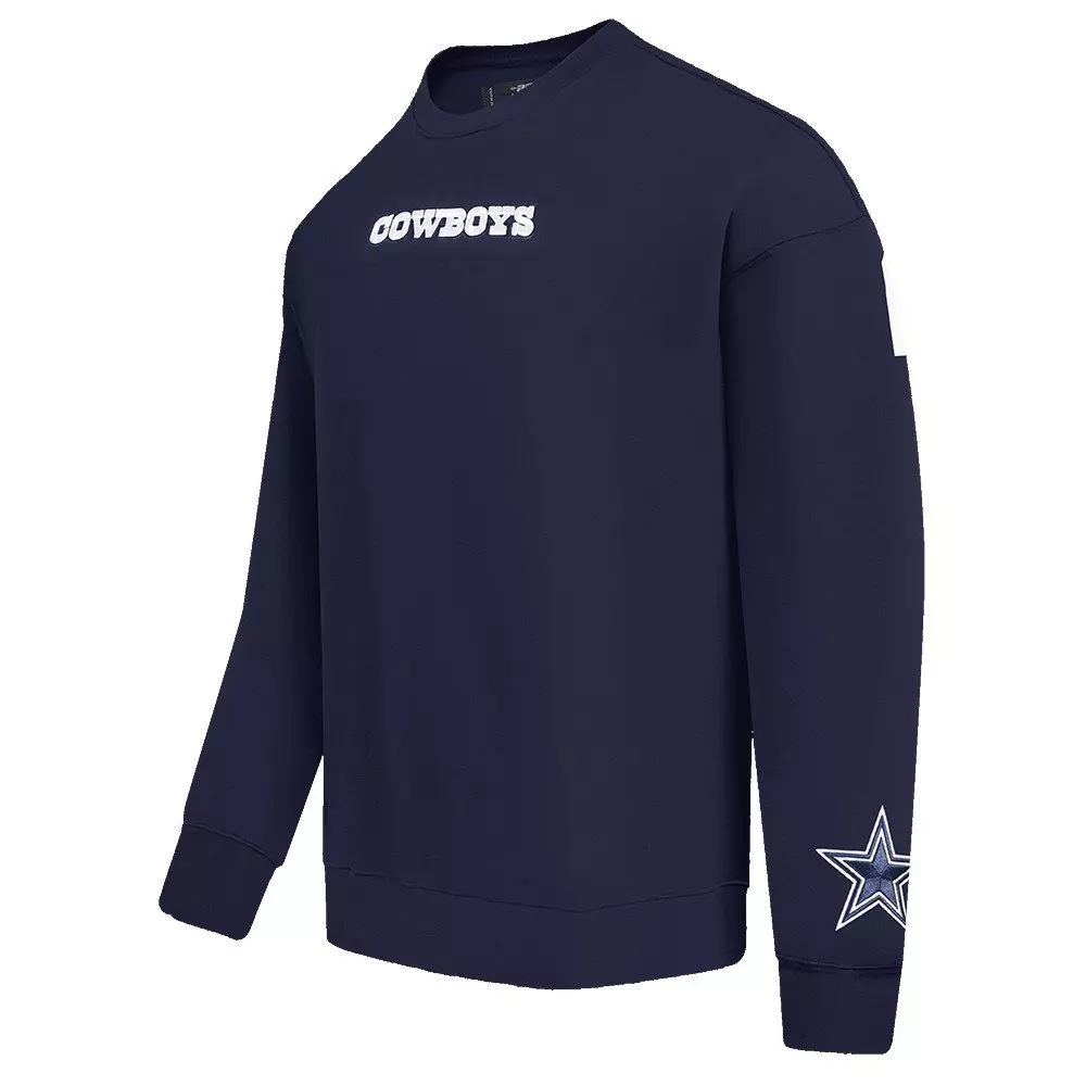 Pro Standard Men's NFL Dallas Cowboys Wingspan Drop Shoulder Fleece Crewneck - Navy - NAVY