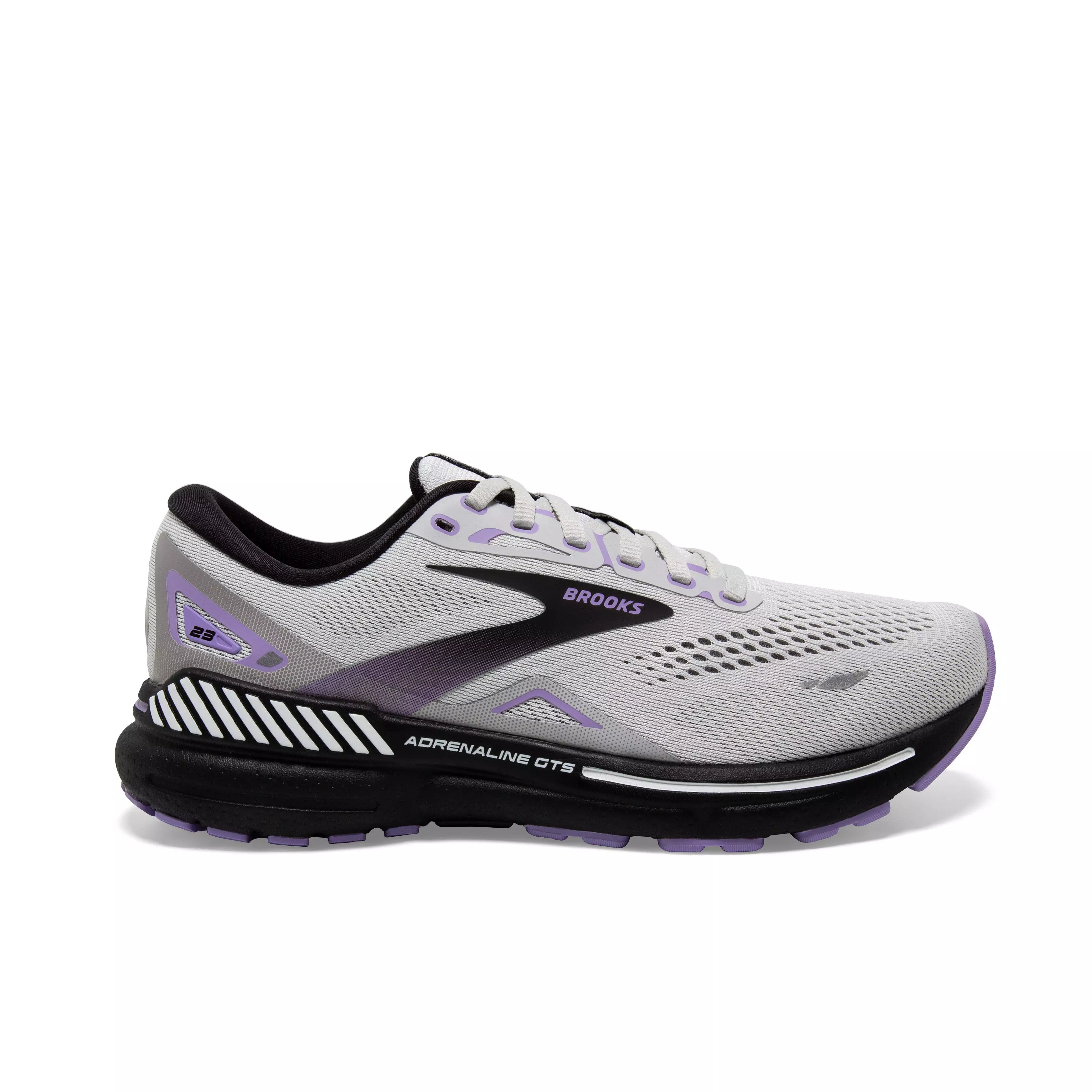 Brooks Adrenaline GTS 23 "Grey/Black/Purple" Women's Wide Running Shoe - GREY/BLACK/PURPLE