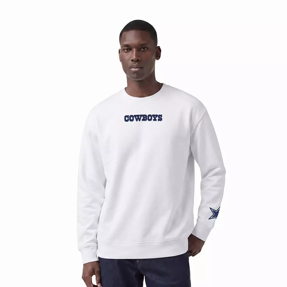 Pro Standard Men's NFL Dallas Cowboys Wingspan Drop Shoulder Fleece Crewneck - White - WHITE
