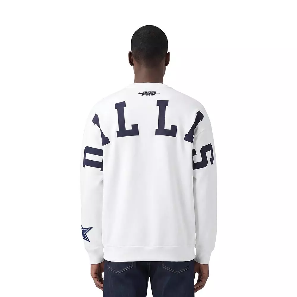 Pro Standard Men's NFL Dallas Cowboys Wingspan Drop Shoulder Fleece Crewneck - White - WHITE
