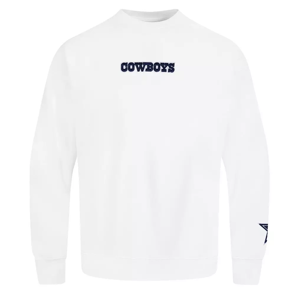 Pro Standard Men's NFL Dallas Cowboys Wingspan Drop Shoulder Fleece Crewneck - White - WHITE