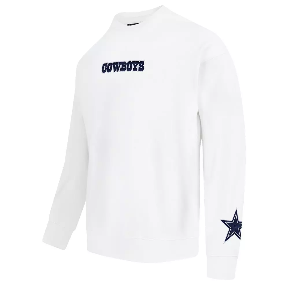 Pro Standard Men's NFL Dallas Cowboys Wingspan Drop Shoulder Fleece Crewneck - White - WHITE