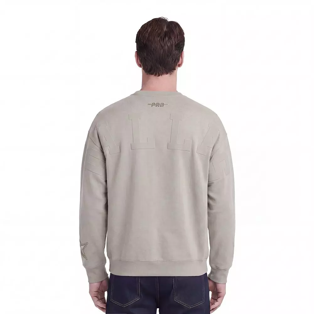 Pro Standard Men's NFL Dallas Cowboys Wingspan Drop Shoulder Fleece Crewneck - Taupe - TAUPE