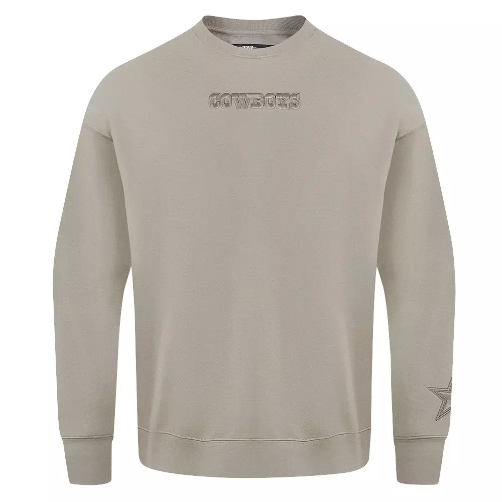 Pro Standard Men's NFL Dallas Cowboys Wingspan Drop Shoulder Fleece Crewneck - Taupe - TAUPE