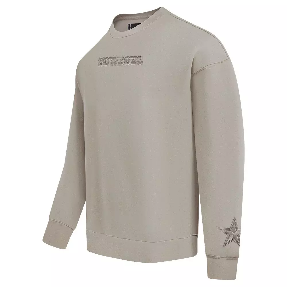 Pro Standard Men's NFL Dallas Cowboys Wingspan Drop Shoulder Fleece Crewneck - Taupe - TAUPE