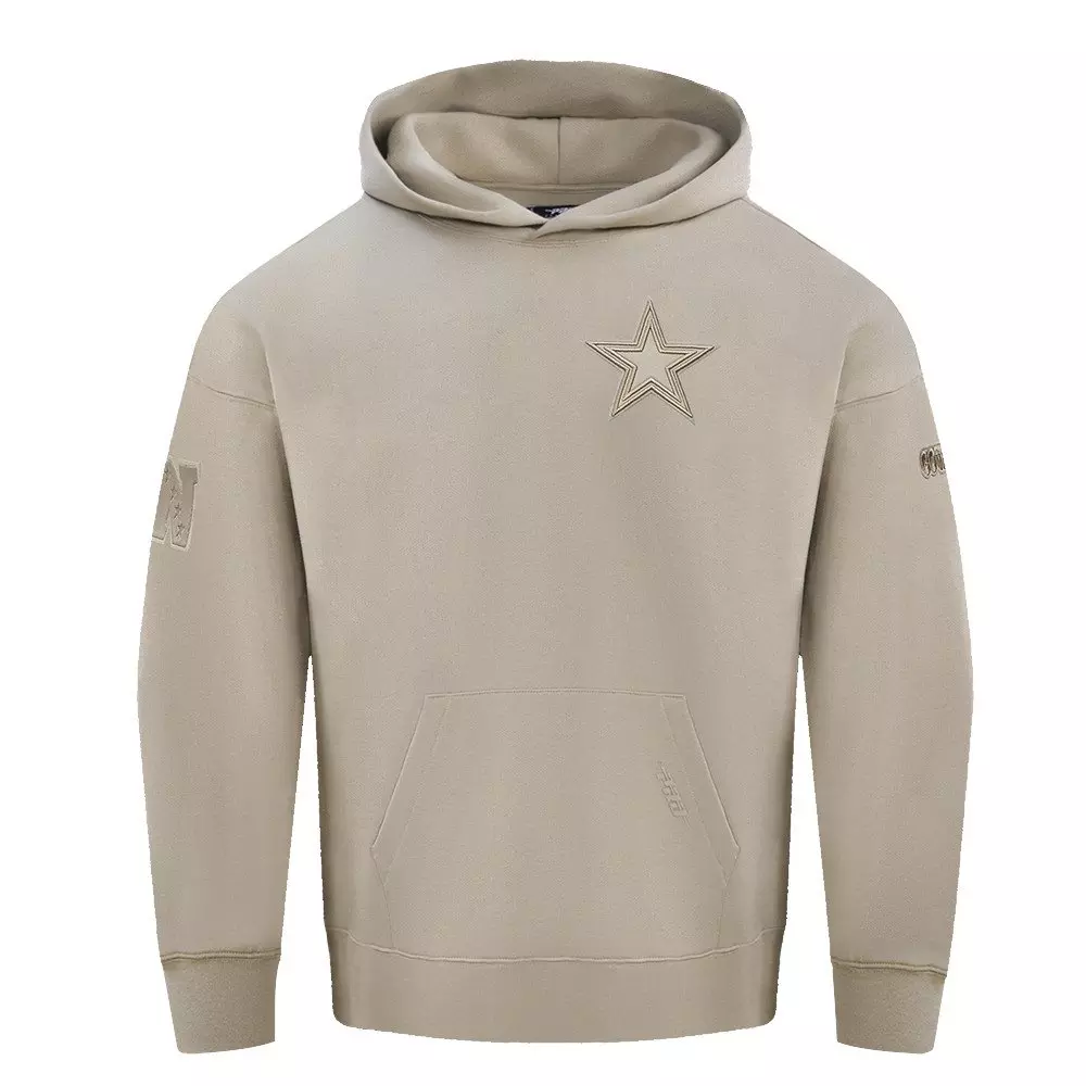 Pro Standard Men's NFL Dallas Cowboys Neutral Drop Shoulder Fleece Pullover Hoodie - Taupe - TAUPE