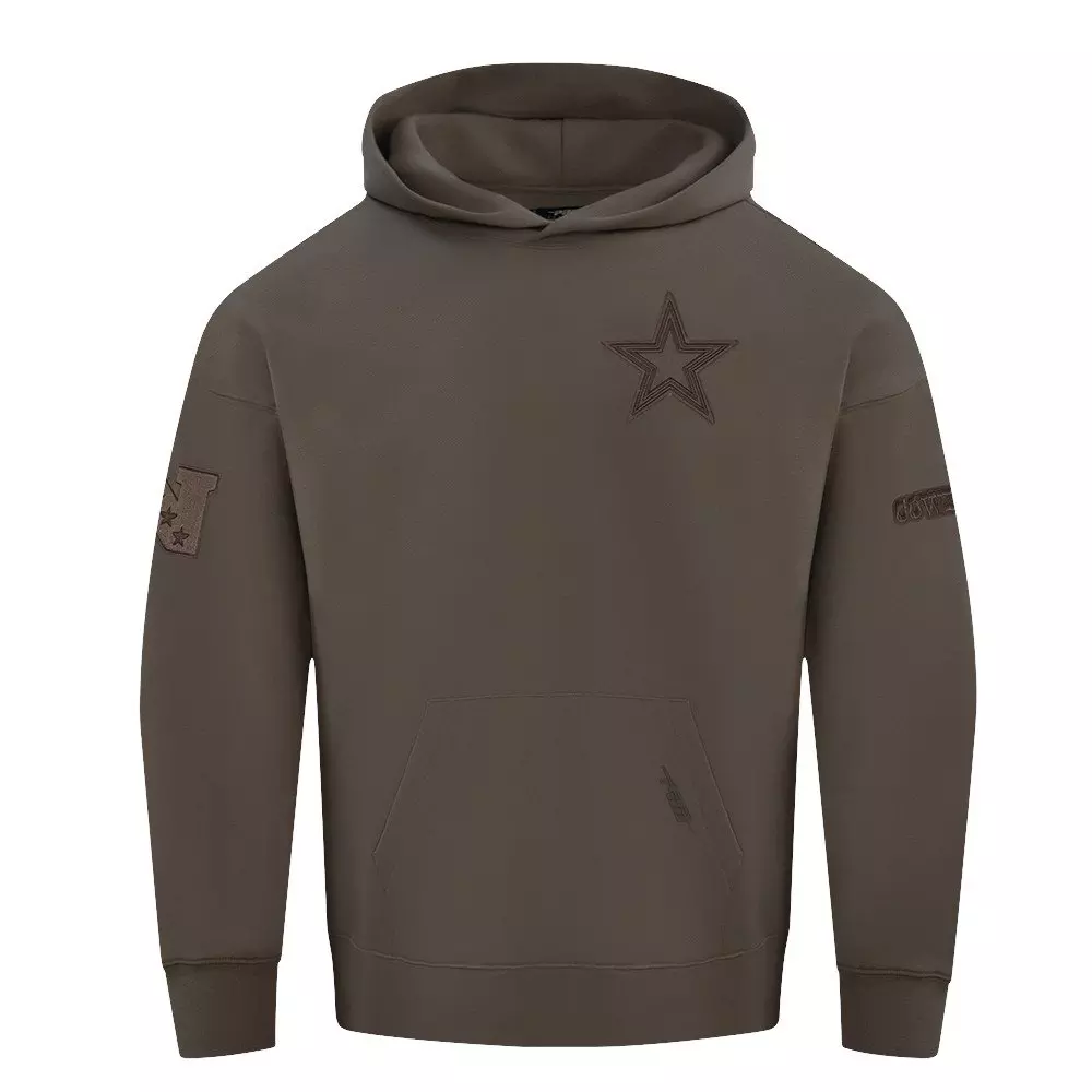 Pro Standard Men's NFL Dallas Cowboys Neutral Drop Shoulder Pullover Hoodie - Dk Taupe - DK TAUPE