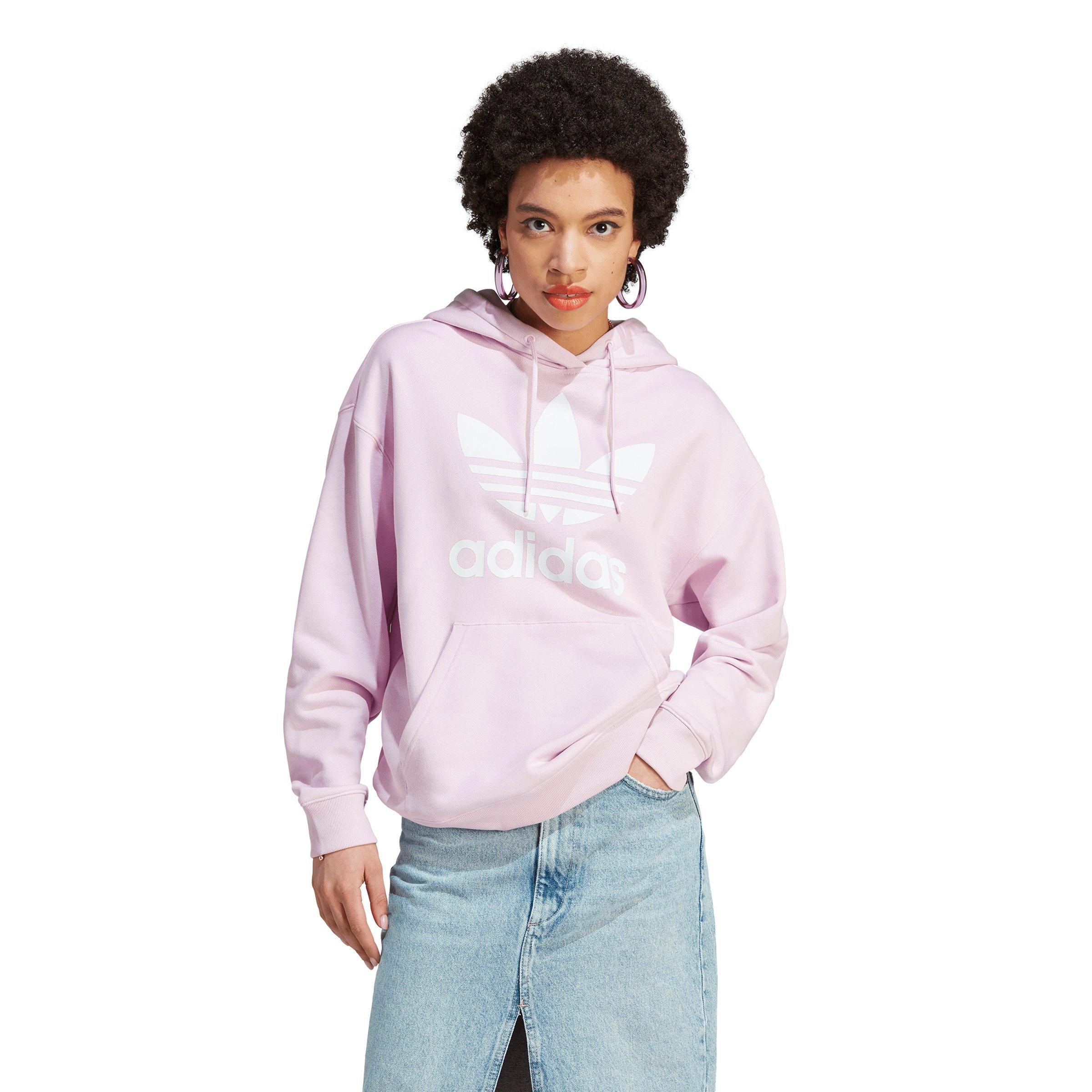 adidas Originals Women s Trefoil Logo Hoodie Pink Hibbett