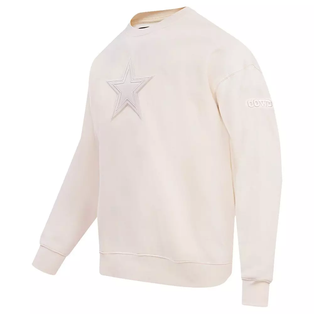 Pro Standard Men's NFL Dallas Cowboys Neutral Drop Shoulder Fleece Crewneck Sweatshirt - Eggshell - EGGSHELL