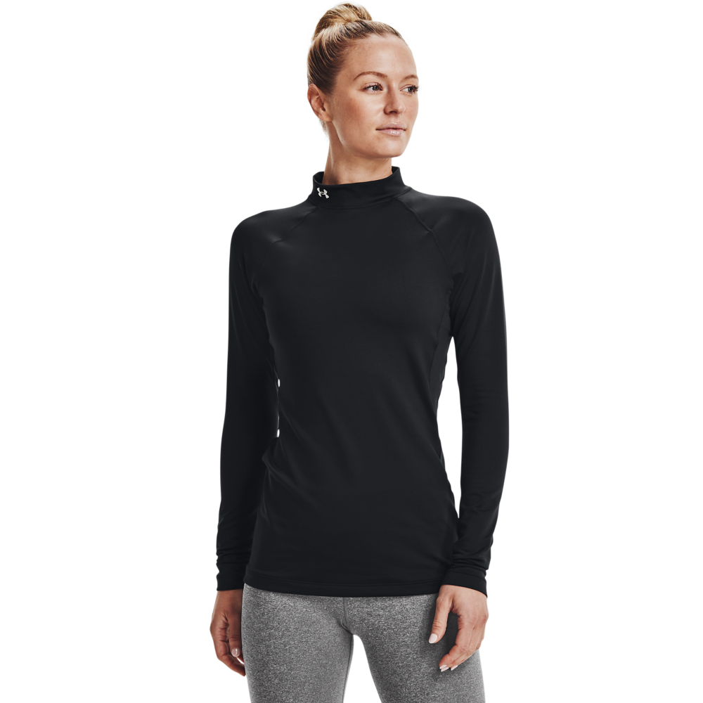 Under Armour Women's Authentic Mock Top - BLACK/WHITE Thumbnail View 1