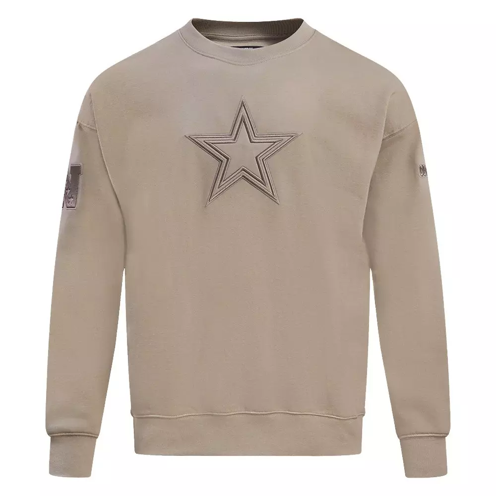 Pro Standard Men's NFL Dallas Cowboys Neutral Drop Shoulder Fleece Crewneck Sweatshirt - Taupe - TAUPE