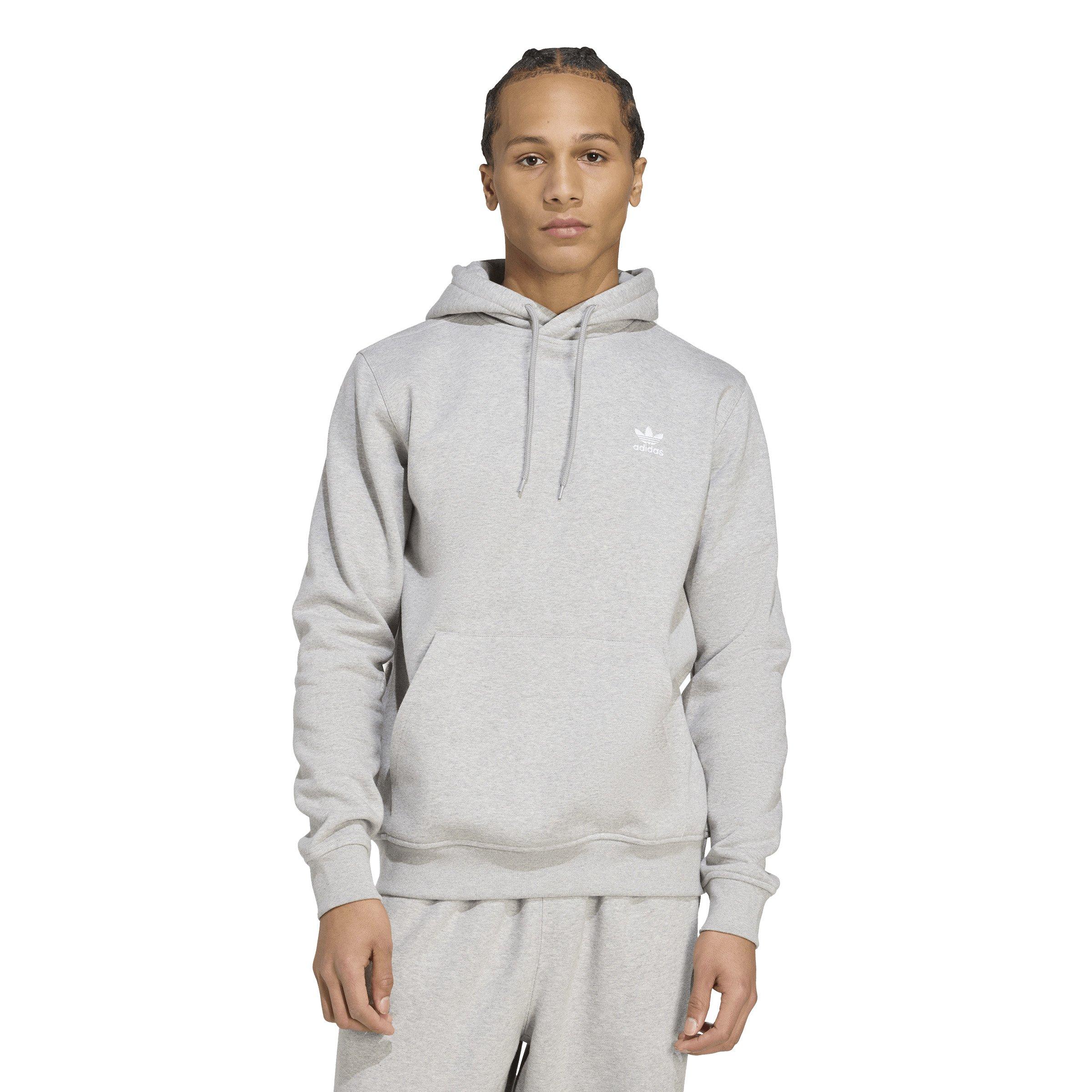 adidas Originals Men's Trefoil Essentials Hoodie - Grey/White - GREY/WHITE Thumbnail View 1