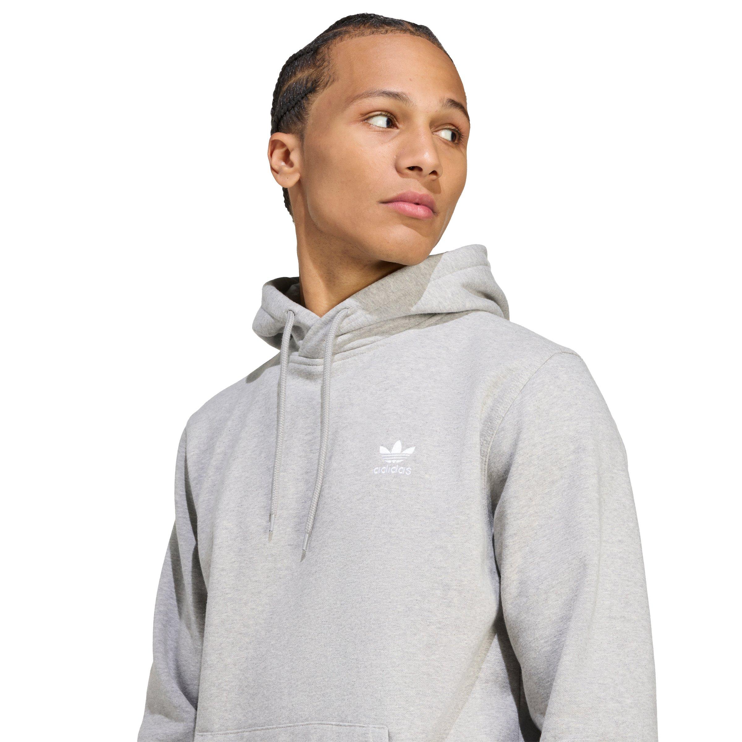 adidas Originals Men's Trefoil Essentials Hoodie - Grey/White - GREY/WHITE Thumbnail View 3