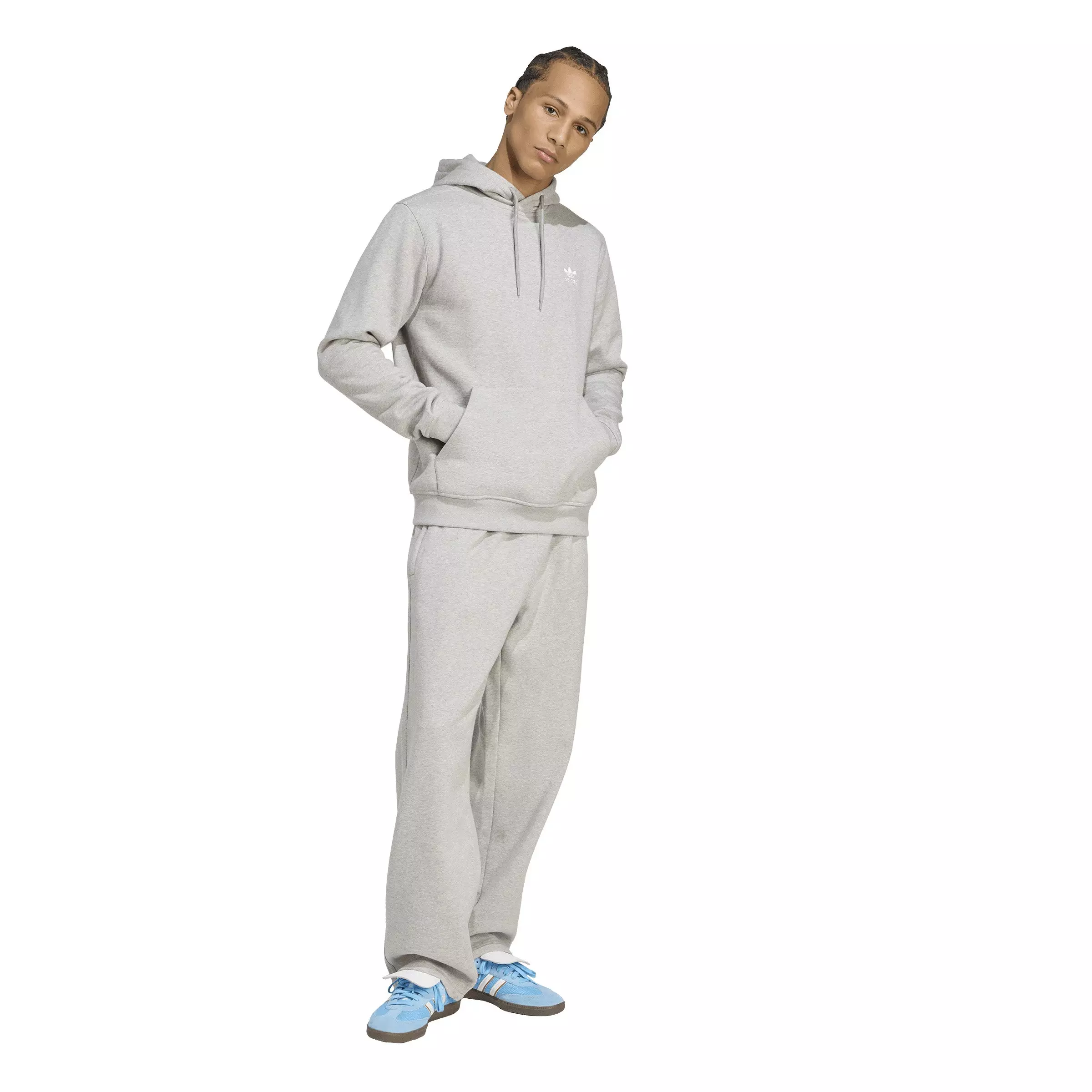 adidas Originals Men's Trefoil Essentials Hoodie - Grey/White - GREY/WHITE