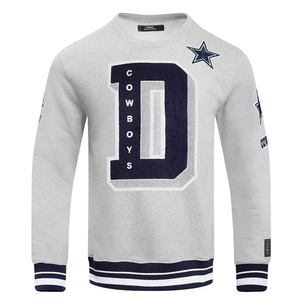 Pro Standard Men's NFL Dallas Cowboys Mashup Rib Crewneck Sweatshirt - Grey - GREY