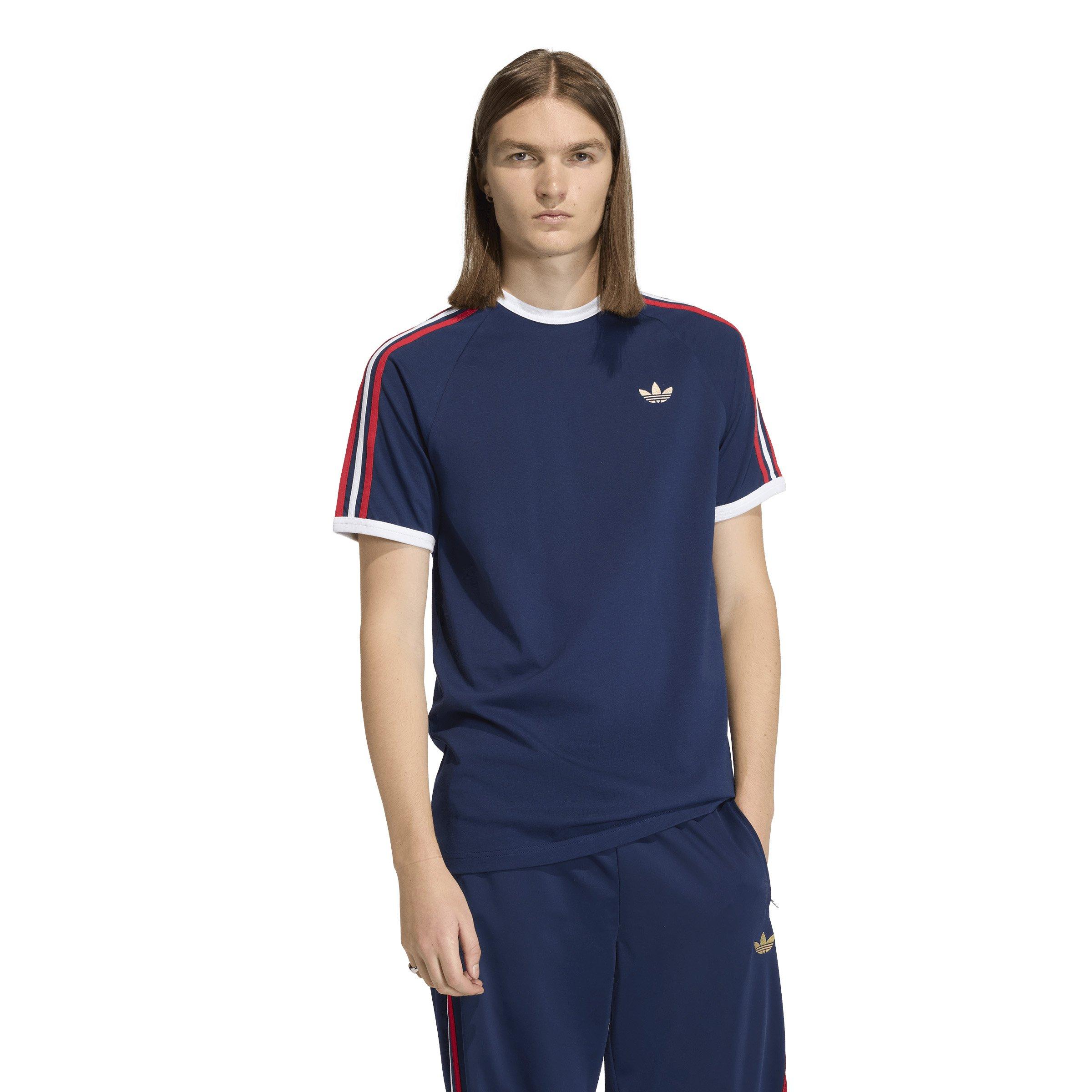 adidas Originals Men's 3-Stripes T-Shirt -Blue/Red - BLUE/RED Thumbnail View 1