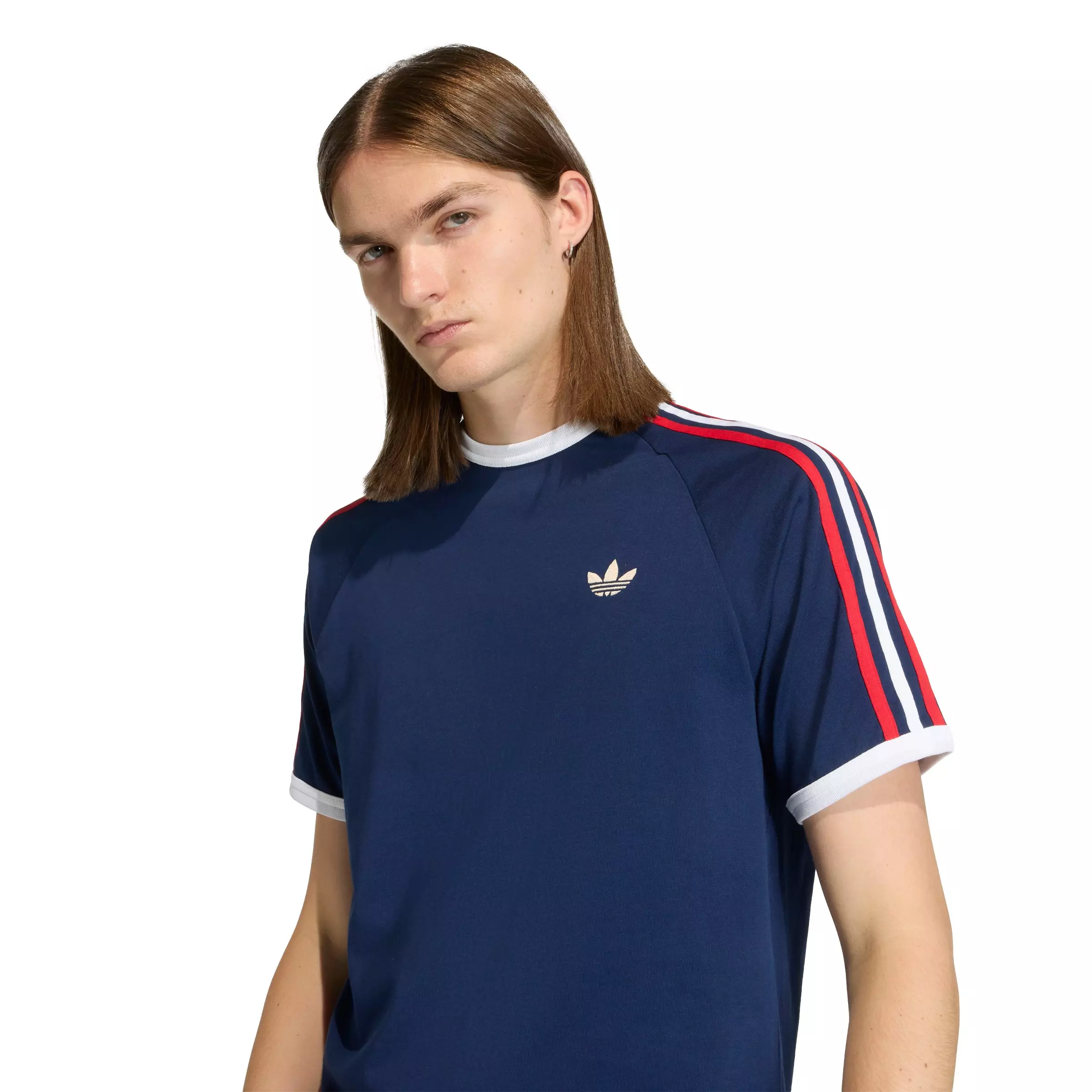 adidas Originals Men's 3-Stripes T-Shirt - Blue/Red - BLUE/RED