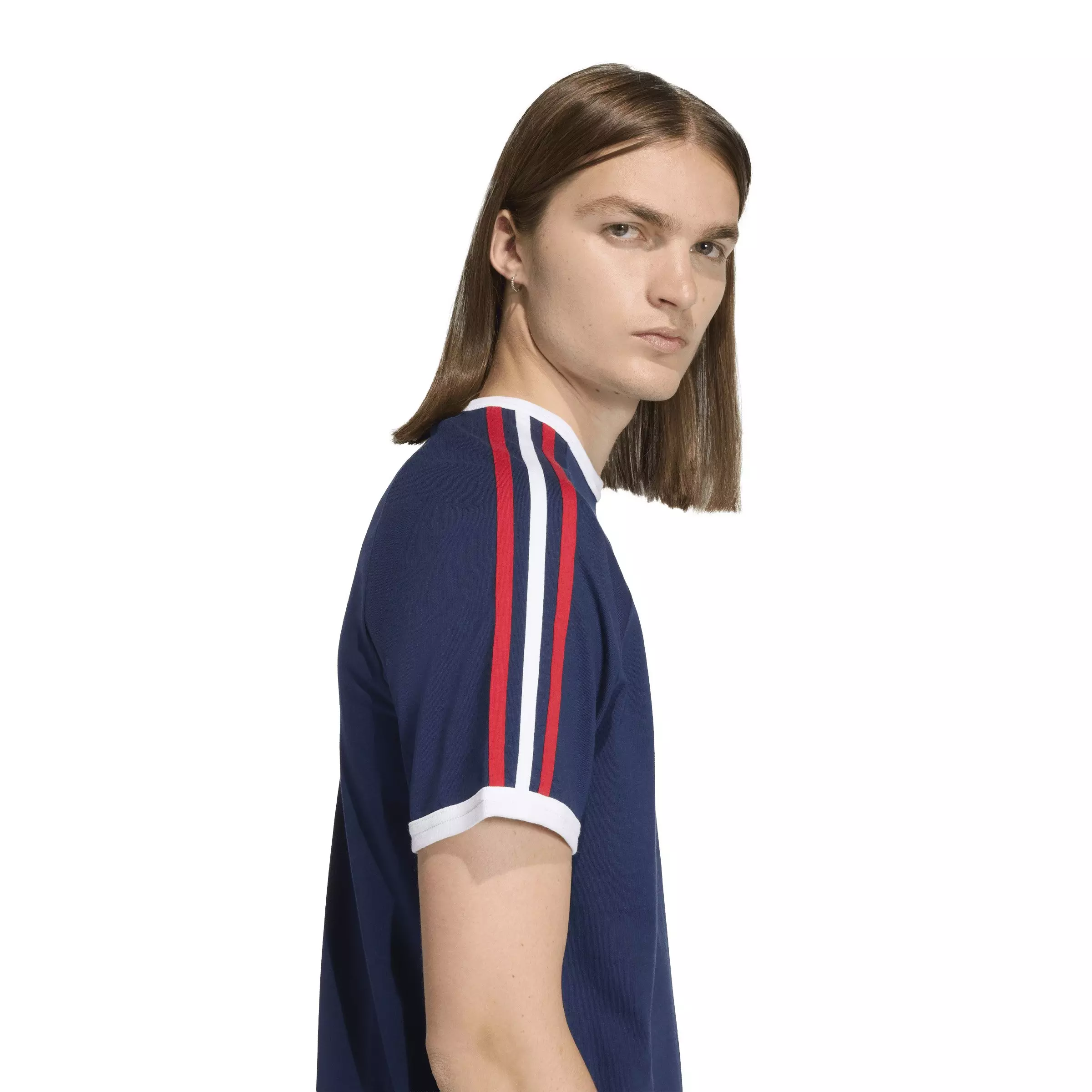 adidas Originals Men's 3-Stripes T-Shirt -Blue/Red - BLUE/RED