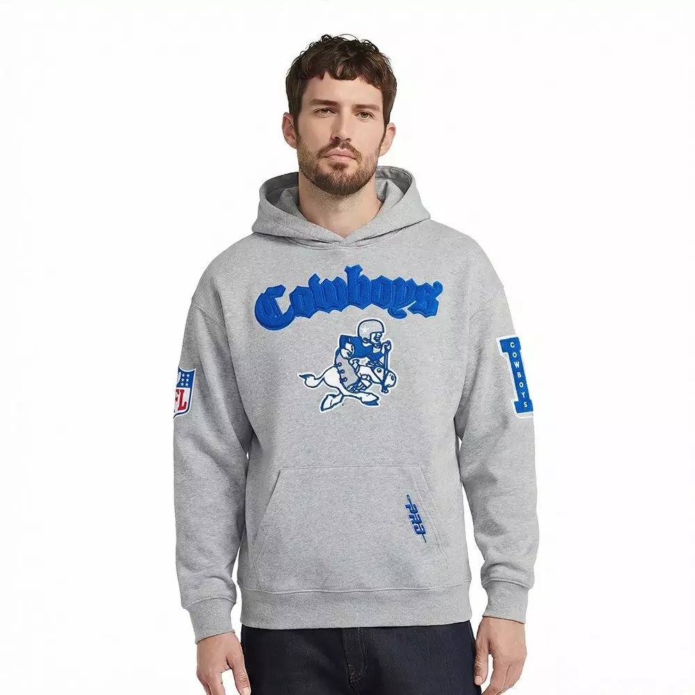 Pro Standard Men's NFL Dallas Cowboys Best Of Drop Shoulder PO Hoodie - Dk Grey - DK GREY