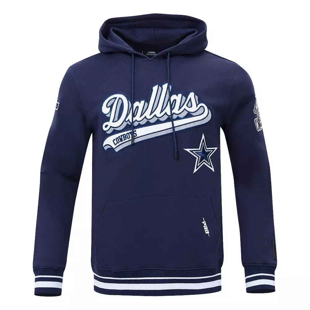 Pro Standard Men's NFL Dallas Cowboys Script Tail Rib Fleece Pullover Hoodie - Navy - NAVY