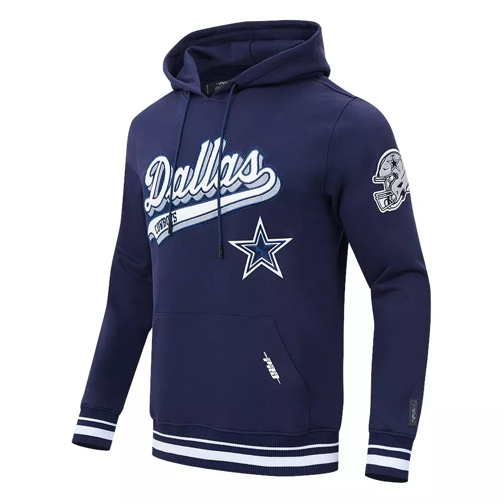 Pro Standard Men's NFL Dallas Cowboys Script Tail Rib Fleece Pullover Hoodie - Navy - NAVY