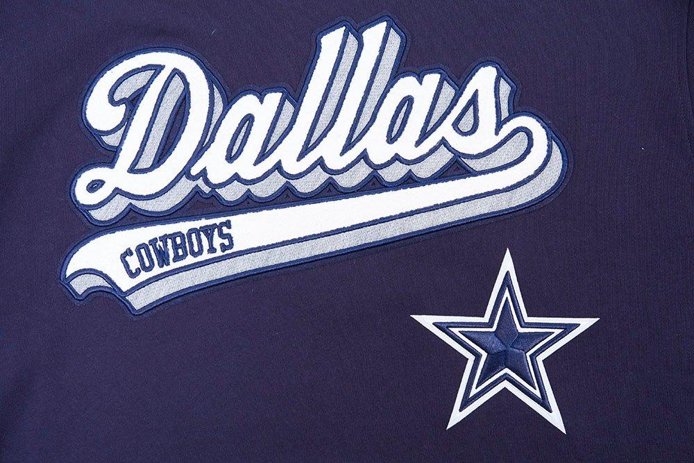 Pro Standard Men's NFL Dallas Cowboys Script Tail Rib Fleece Pullover Hoodie - Navy - NAVY
