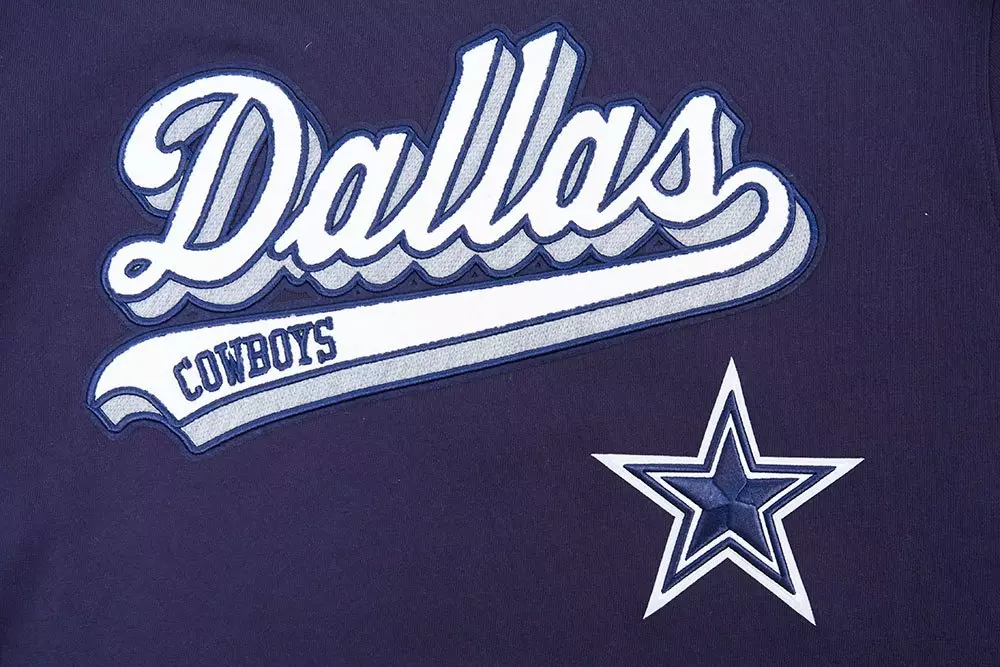 Pro Standard Men's NFL Dallas Cowboys Script Tail Rib Fleece Pullover Hoodie - Navy - NAVY