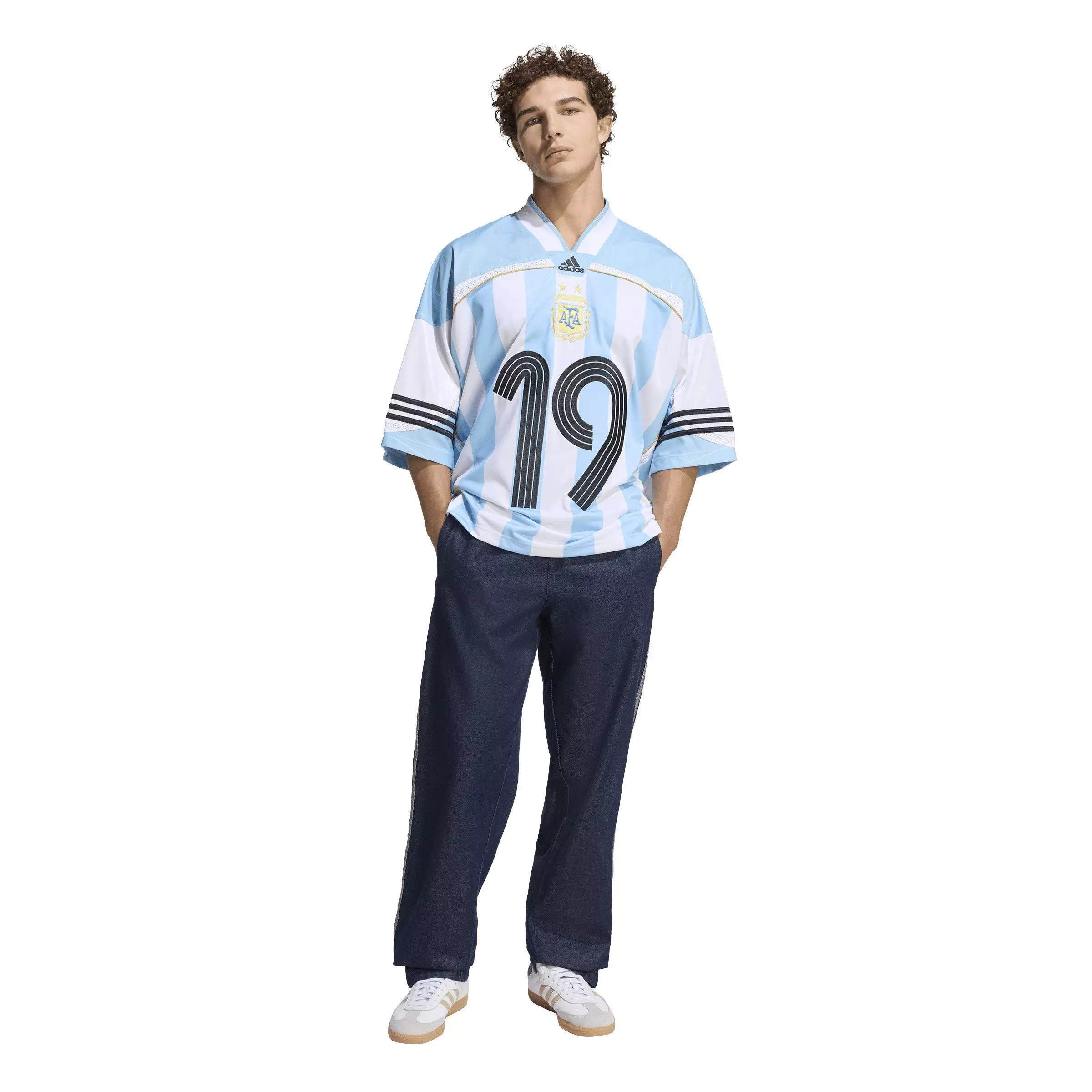 adidas Originals Men's Bringbacks Remixed Argentina Jersey -Lt Blue - LT BLUE