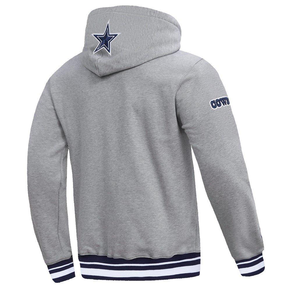 Pro Standard Men's NFL Dallas Cowboys Script Tail Rib Fleece Pullover Hoodie - Grey/Navy - GREY/NAVY