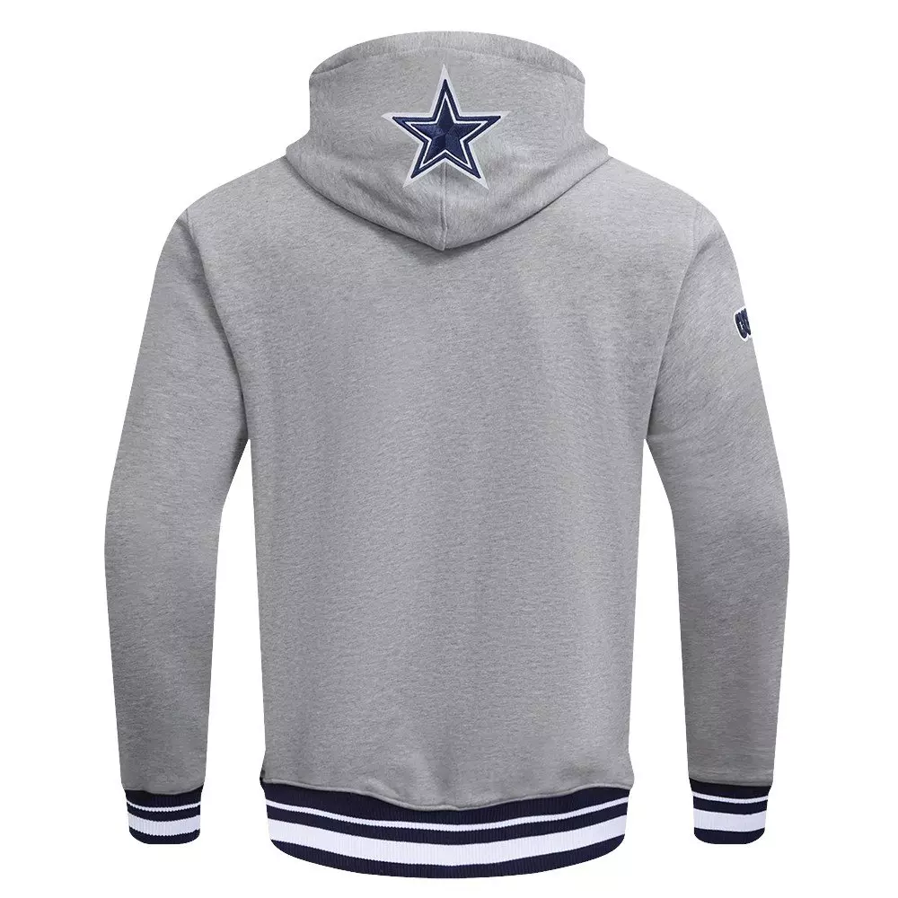 Pro Standard Men's NFL Dallas Cowboys Script Tail Rib Fleece Pullover Hoodie - Grey/Navy - GREY/NAVY