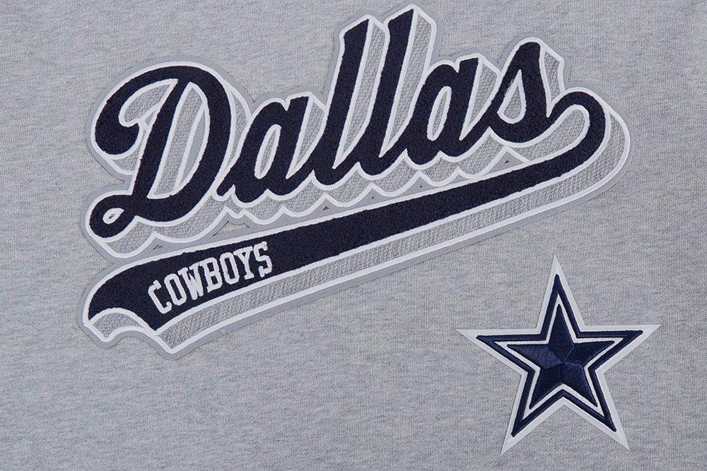 Pro Standard Men's NFL Dallas Cowboys Script Tail Rib Fleece Pullover Hoodie - Grey/Navy - GREY/NAVY