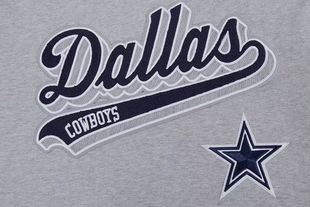 Pro Standard Men's NFL Dallas Cowboys Script Tail Rib Fleece Pullover Hoodie - Grey/Navy - GREY/NAVY