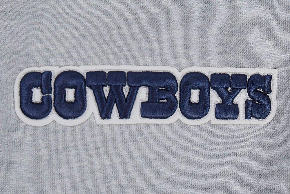 Pro Standard Men's NFL Dallas Cowboys Script Tail Rib Fleece Pullover Hoodie - Grey/Navy - GREY/NAVY