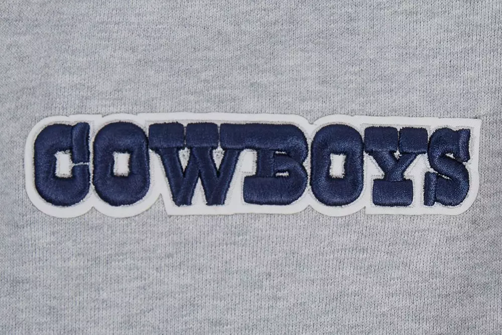 Pro Standard Men's NFL Dallas Cowboys Script Tail Rib Fleece Pullover Hoodie - Grey/Navy - GREY/NAVY