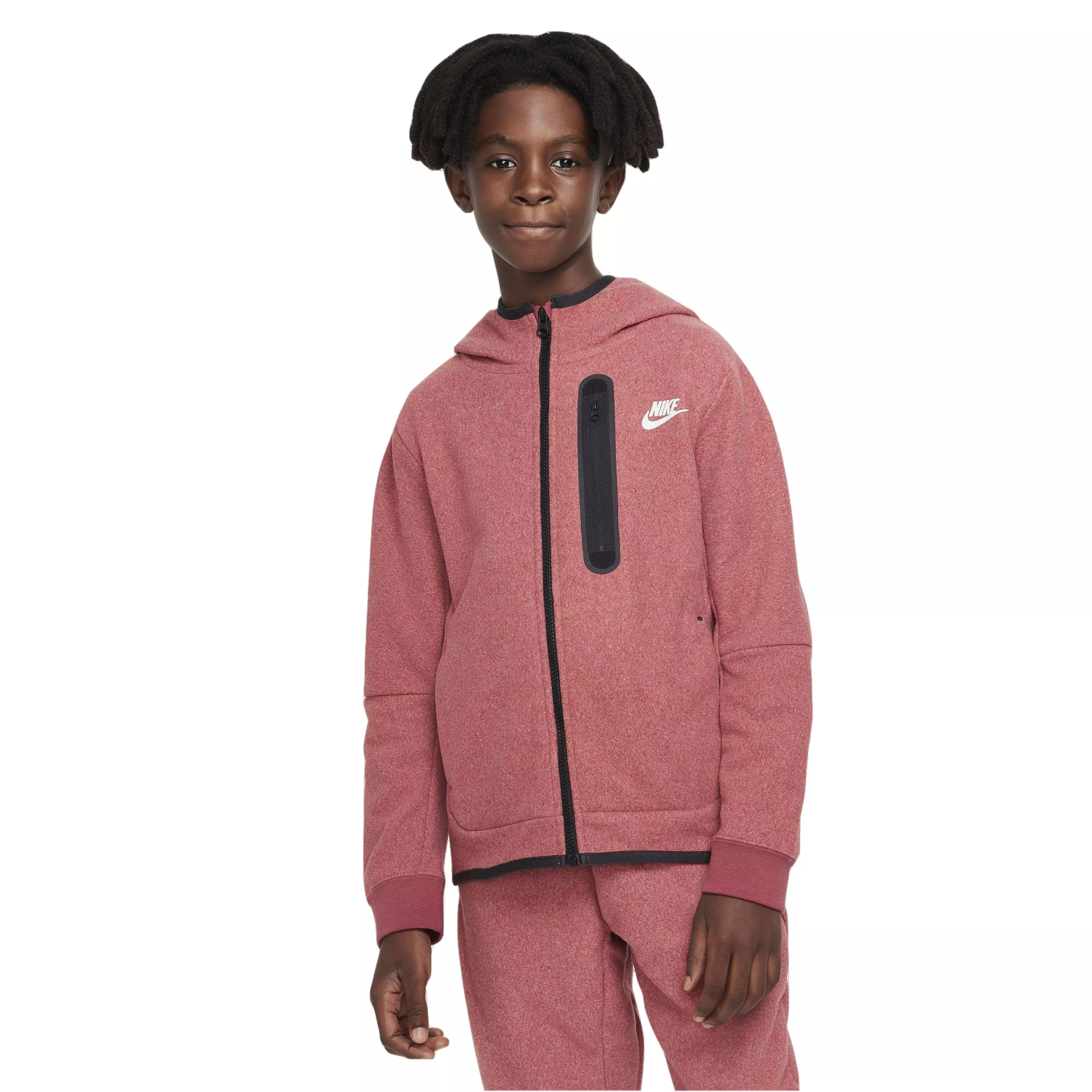 Nike Big Boys' Sportswear Winterized Tech Fleece Full-Zip Hoodie - RED