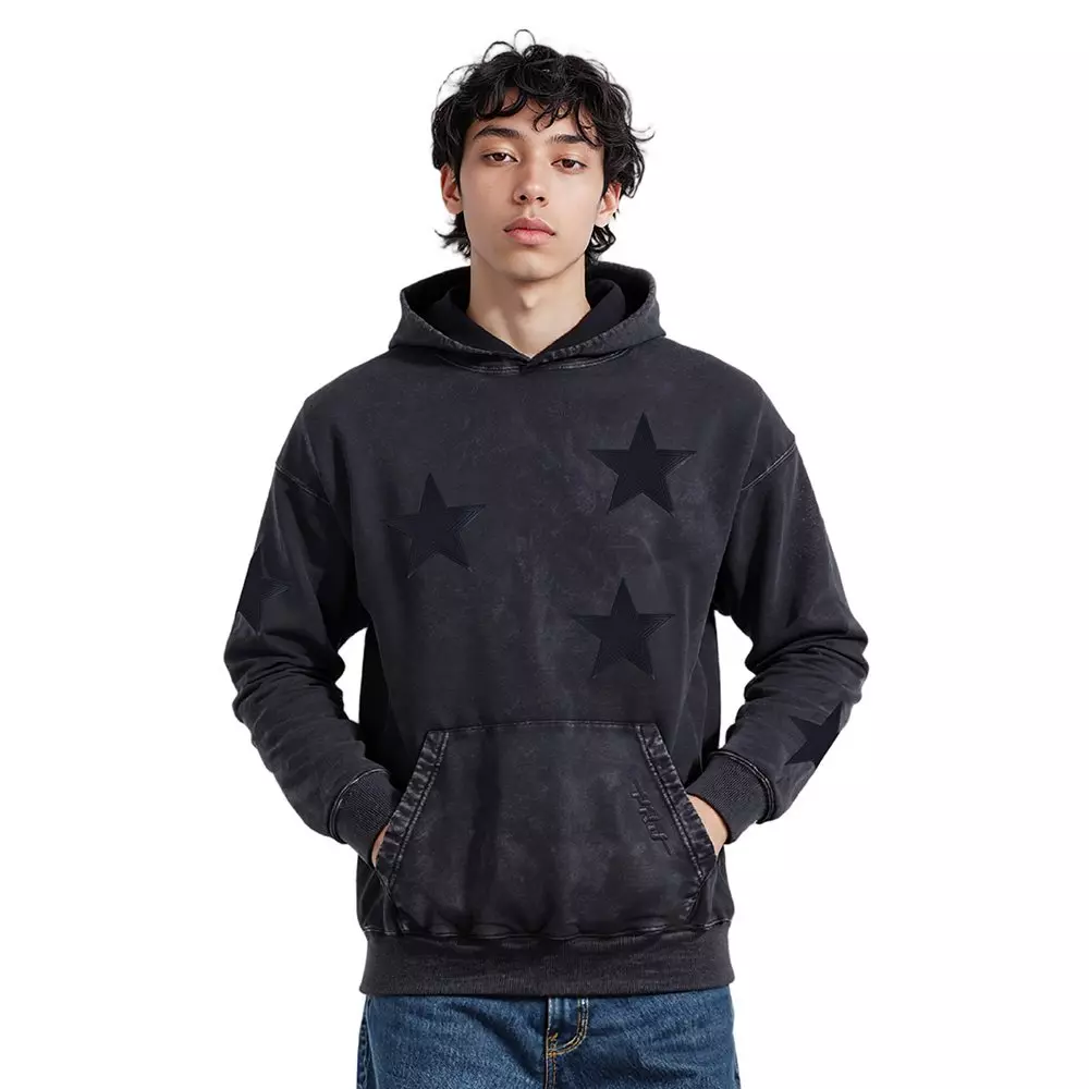 Pro Standard Men's NFL Dallas Cowboys Washed Vanguard Enzyme Washed DS PO Hoodie - Washed Black - WASHED BLACK