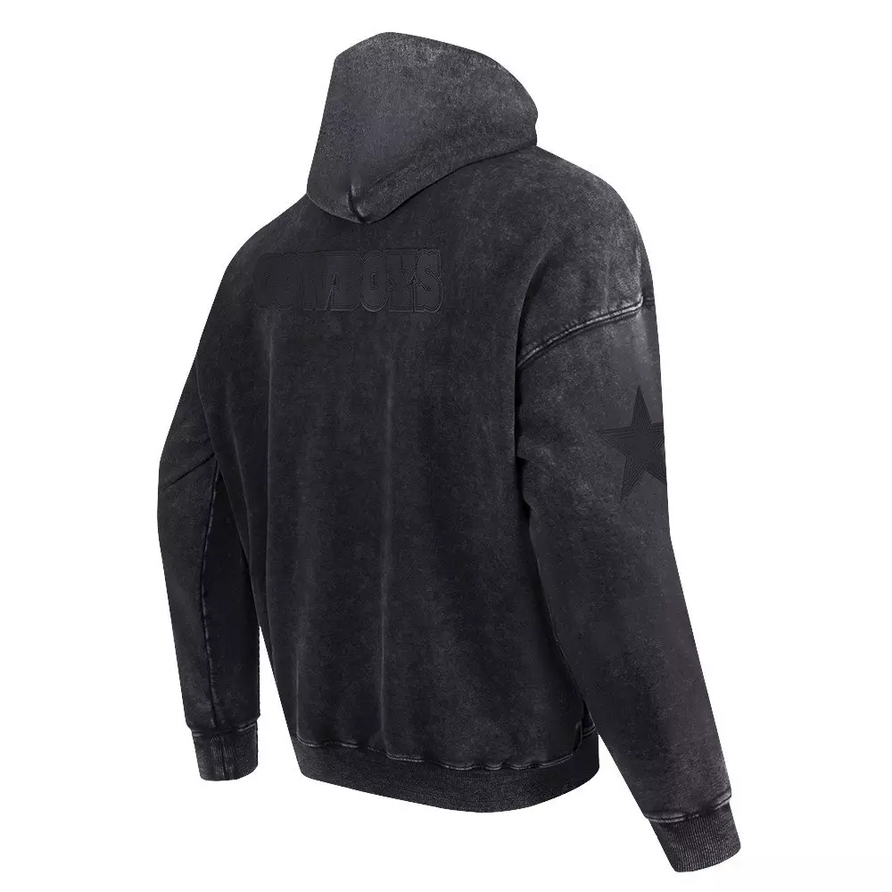 Pro Standard Men's NFL Dallas Cowboys Washed Vanguard Enzyme Washed DS PO Hoodie - Washed Black - WASHED BLACK