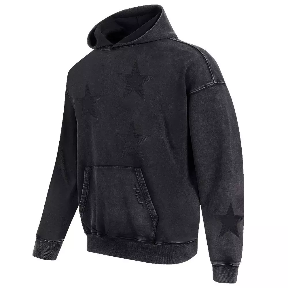 Pro Standard Men's NFL Dallas Cowboys Washed Vanguard Enzyme Washed DS PO Hoodie - Washed Black - WASHED BLACK