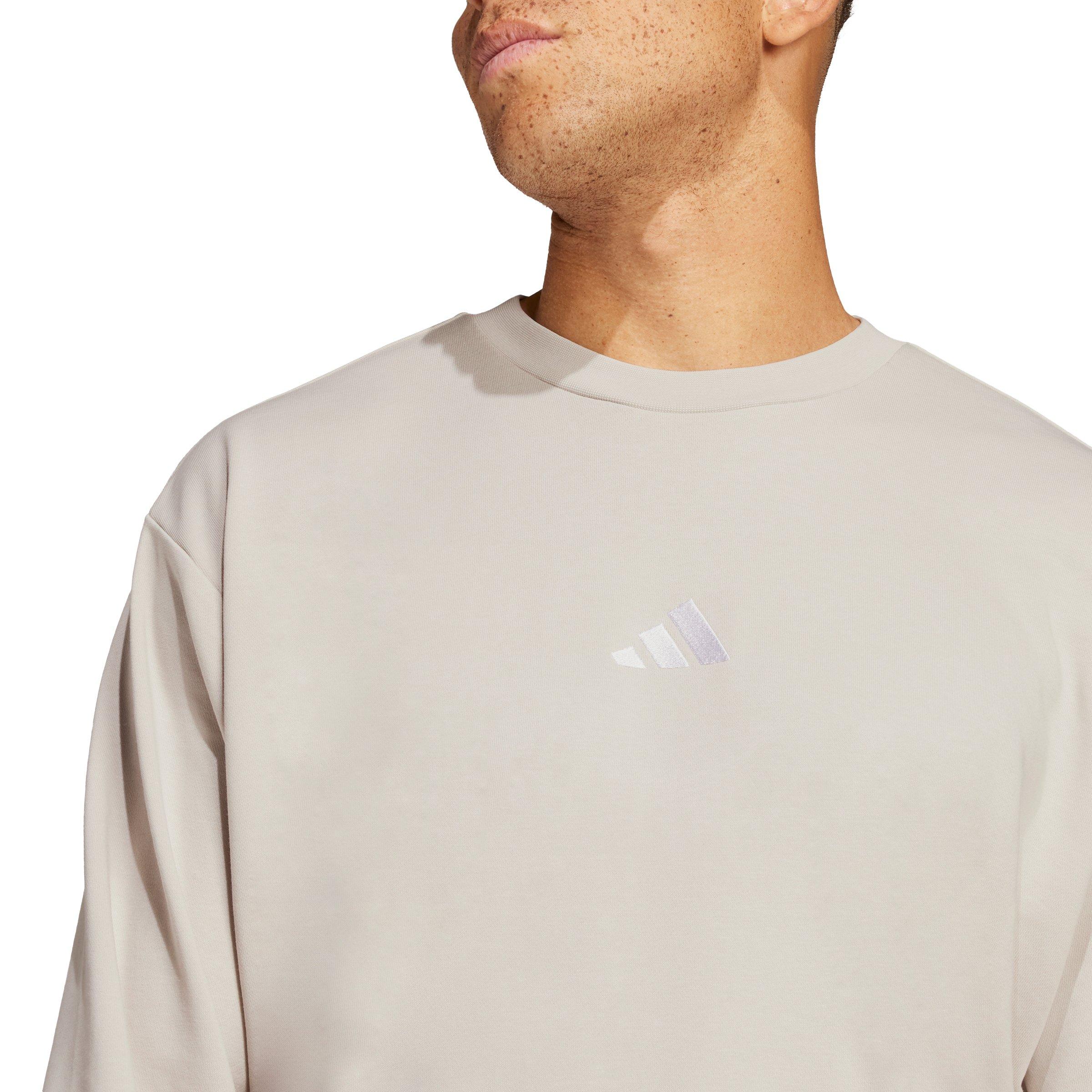 adidas Men's Essentials Feelcozy French Terry Sweatshirt - Grey/White - GREY/WHITE Thumbnail View 3