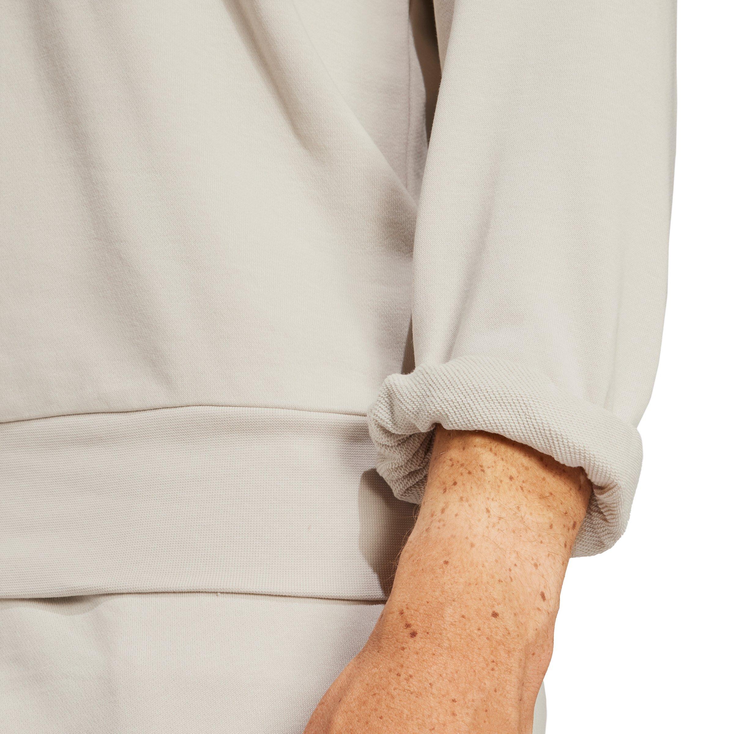 adidas Men's Essentials Feelcozy French Terry Sweatshirt - Grey/White - GREY/WHITE Thumbnail View 4