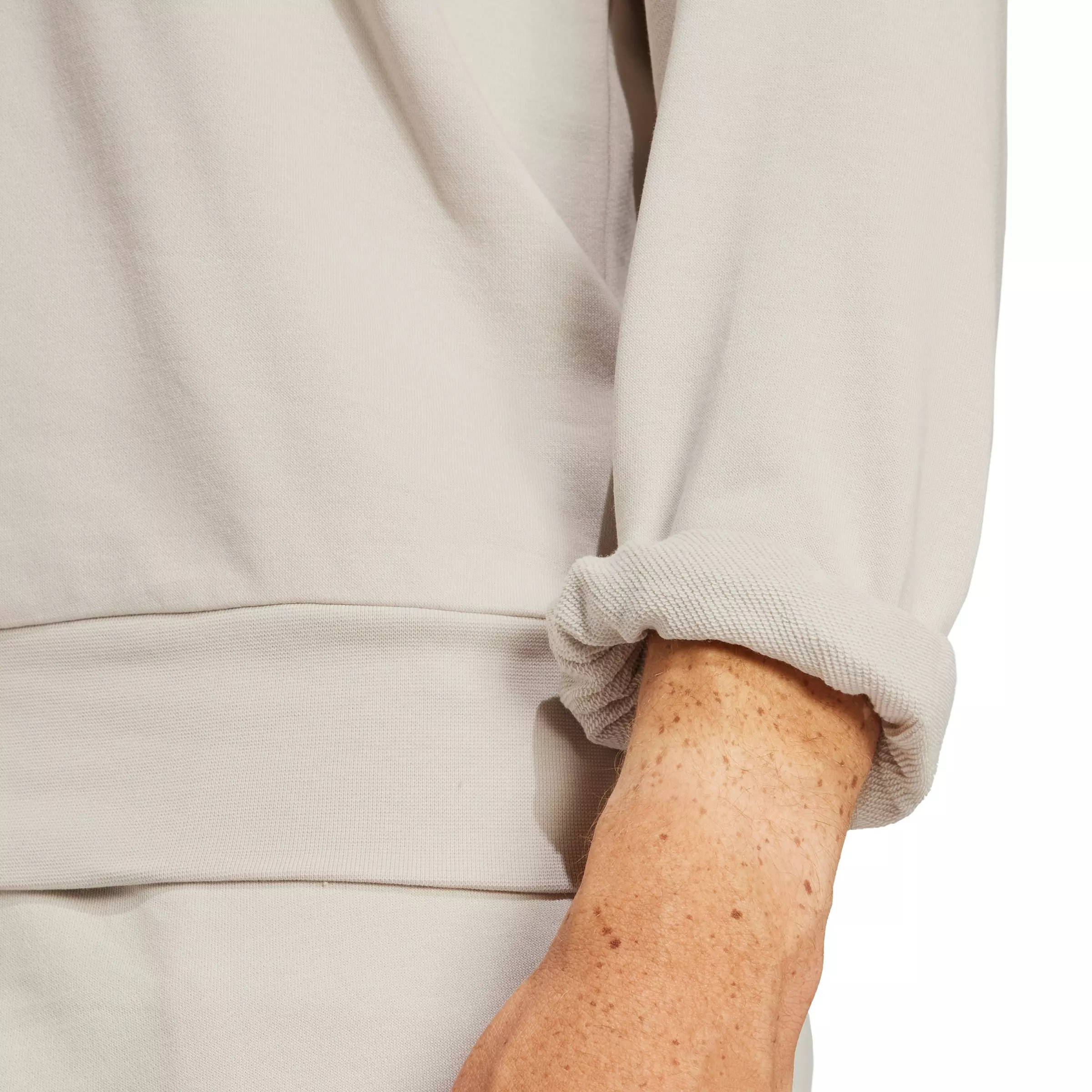 adidas Men's Essentials Feelcozy French Terry Sweatshirt - Grey/White - GREY/WHITE