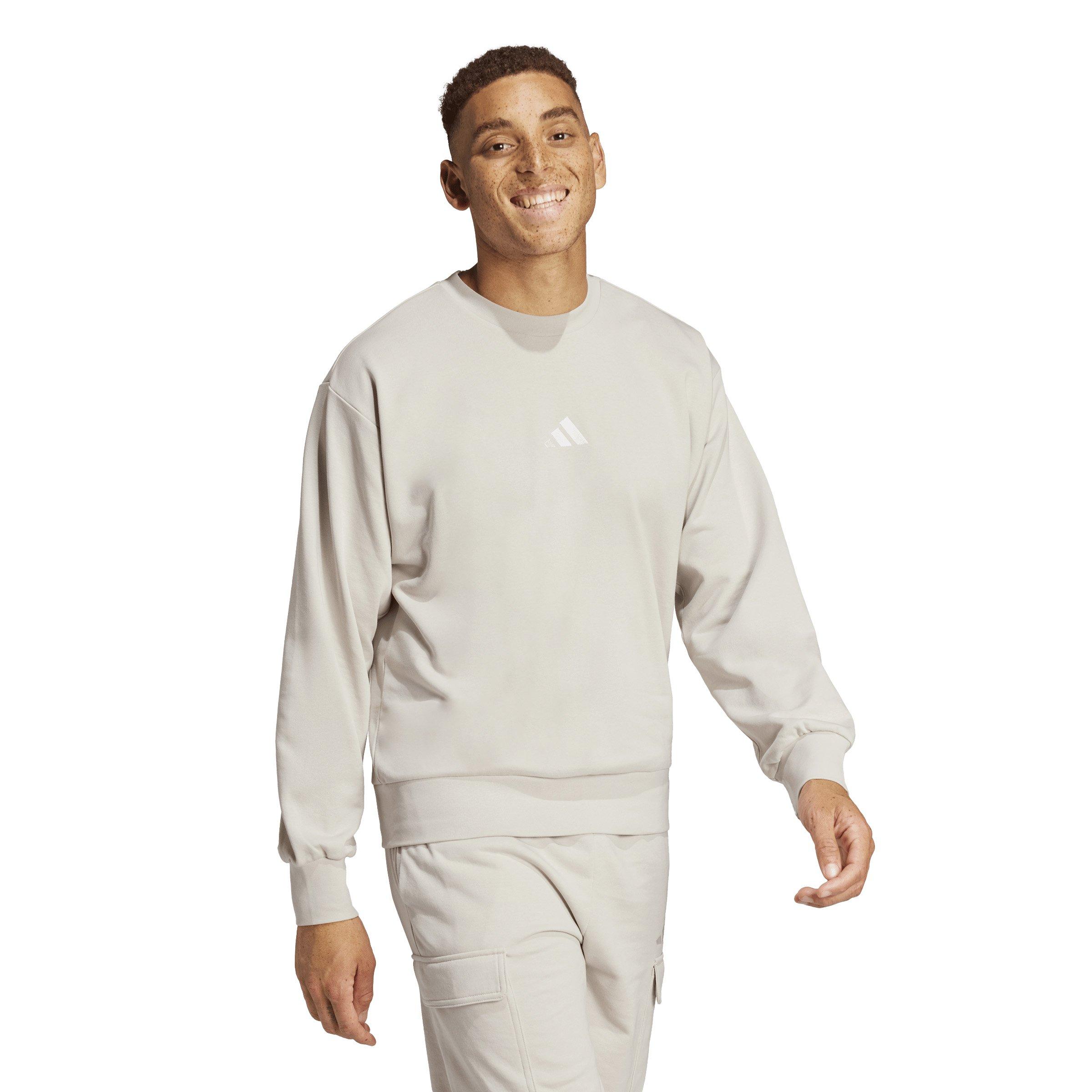 adidas Men's Essentials Feelcozy French Terry Sweatshirt - Grey/White - GREY/WHITE Thumbnail View 5
