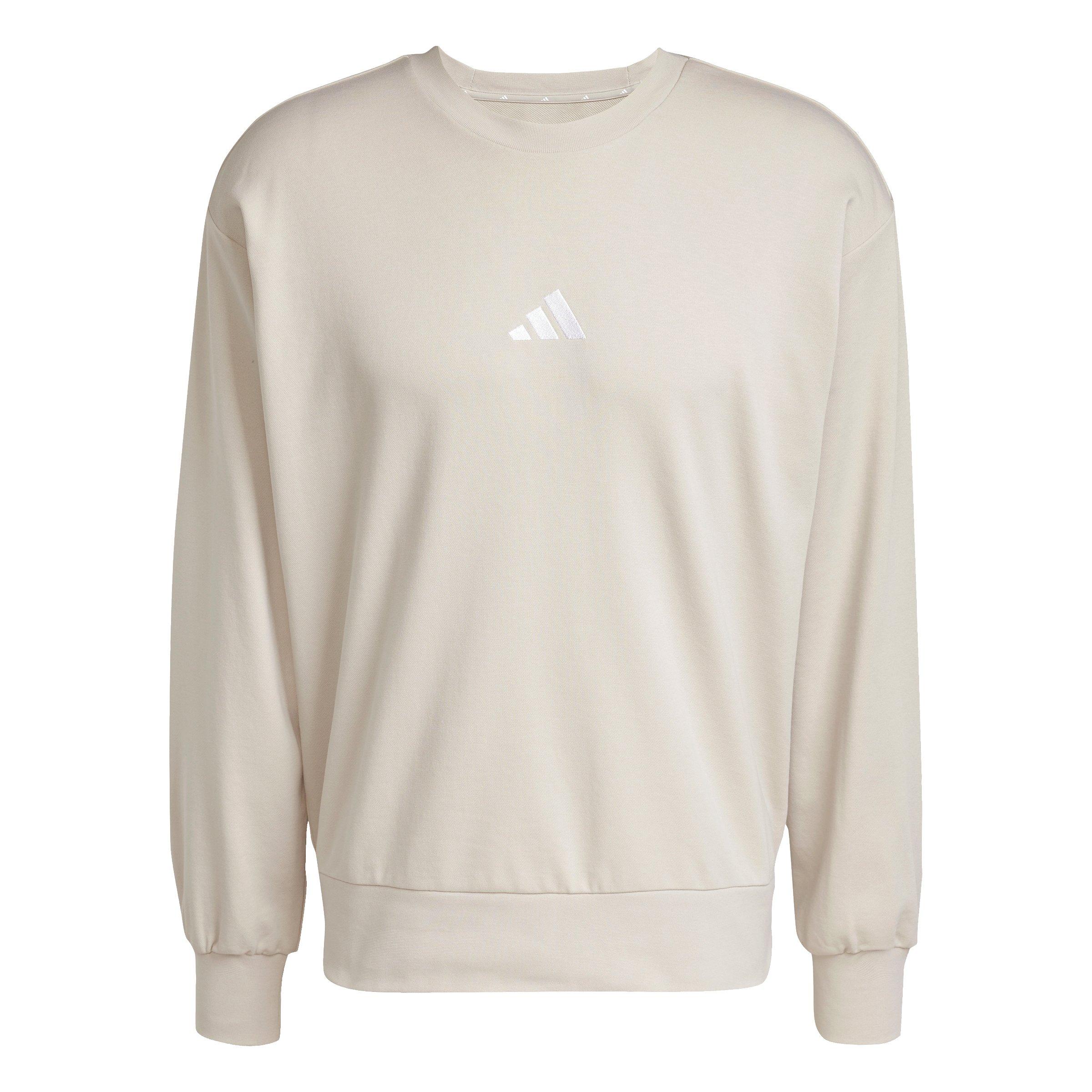 adidas Men's Essentials Feelcozy French Terry Sweatshirt - Grey/White - GREY/WHITE Thumbnail View 6