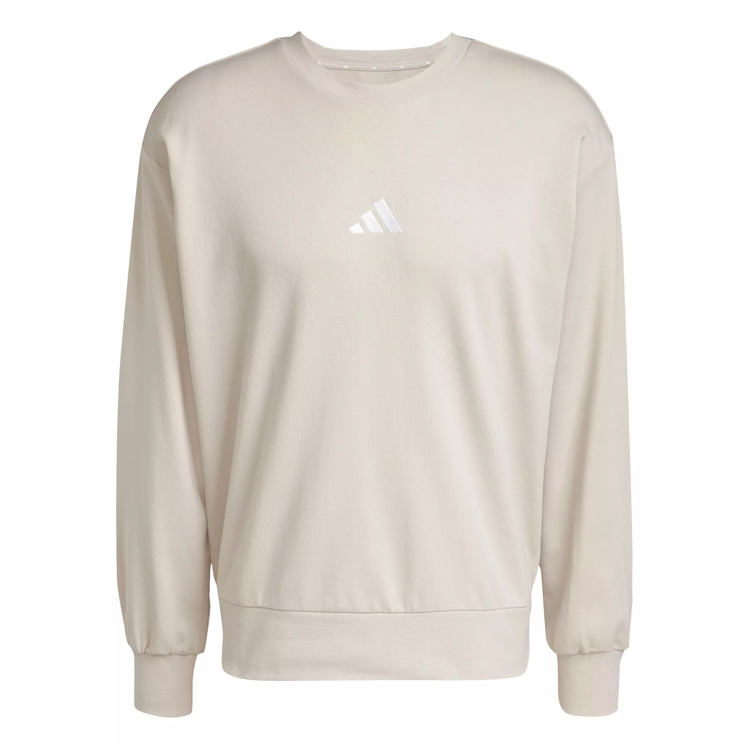 adidas Men's Essentials Feelcozy French Terry Sweatshirt - Grey/White - GREY/WHITE