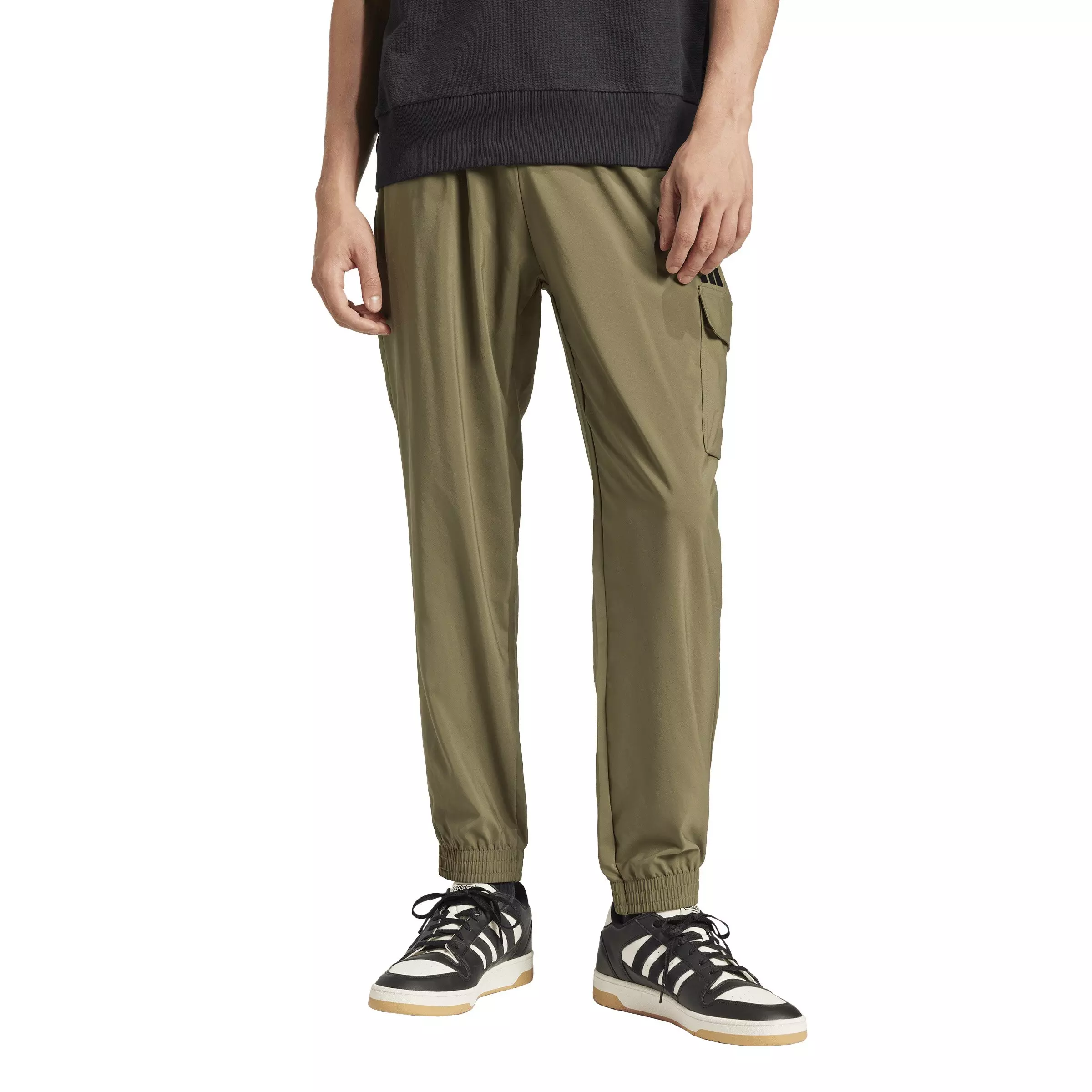 adidas Men's Essentials Small Logo Cargo Joggers - Olive/Black - OLIVE/BLACK