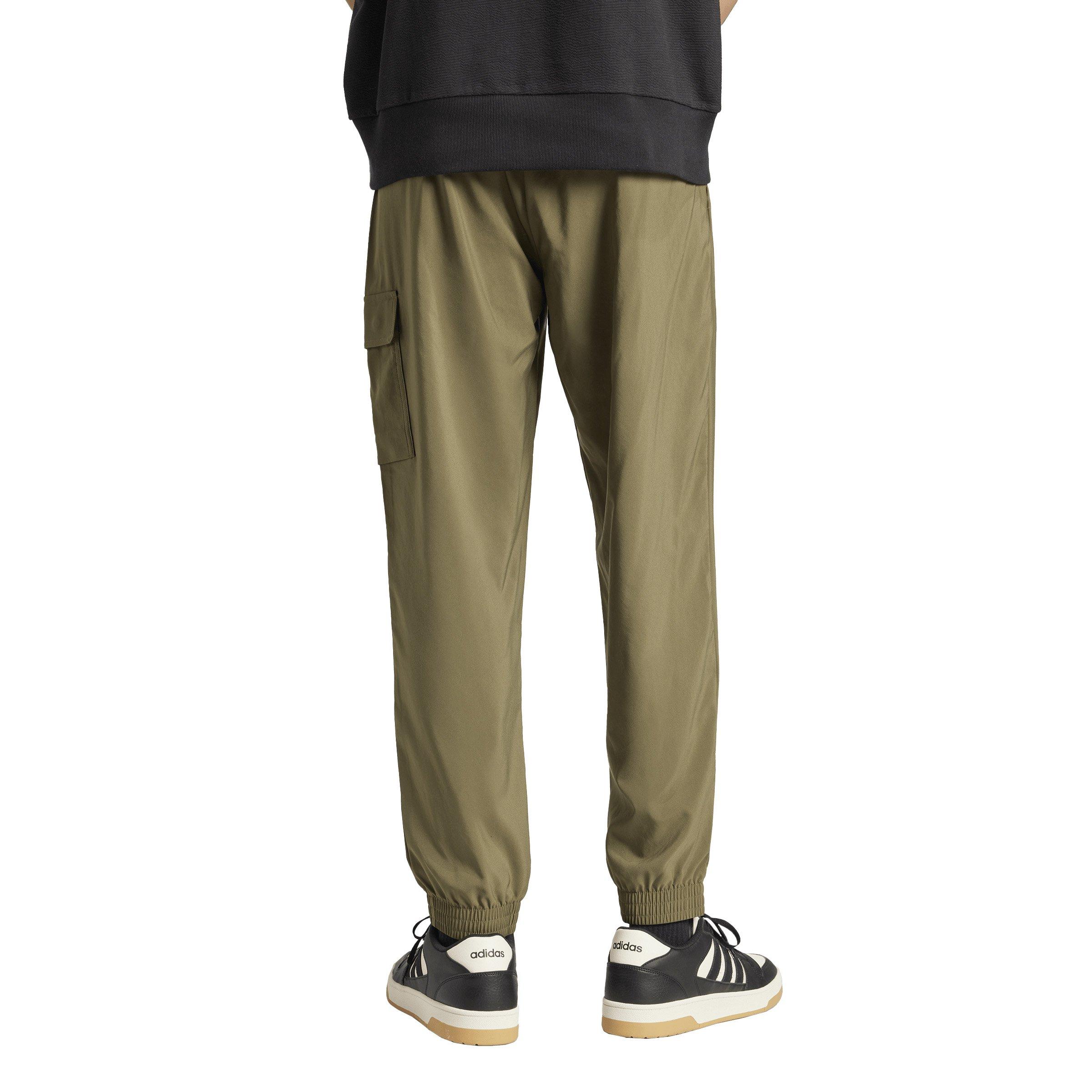 adidas Men's Essentials Small Logo Cargo Joggers - Olive/Black - OLIVE/BLACK Thumbnail View 2