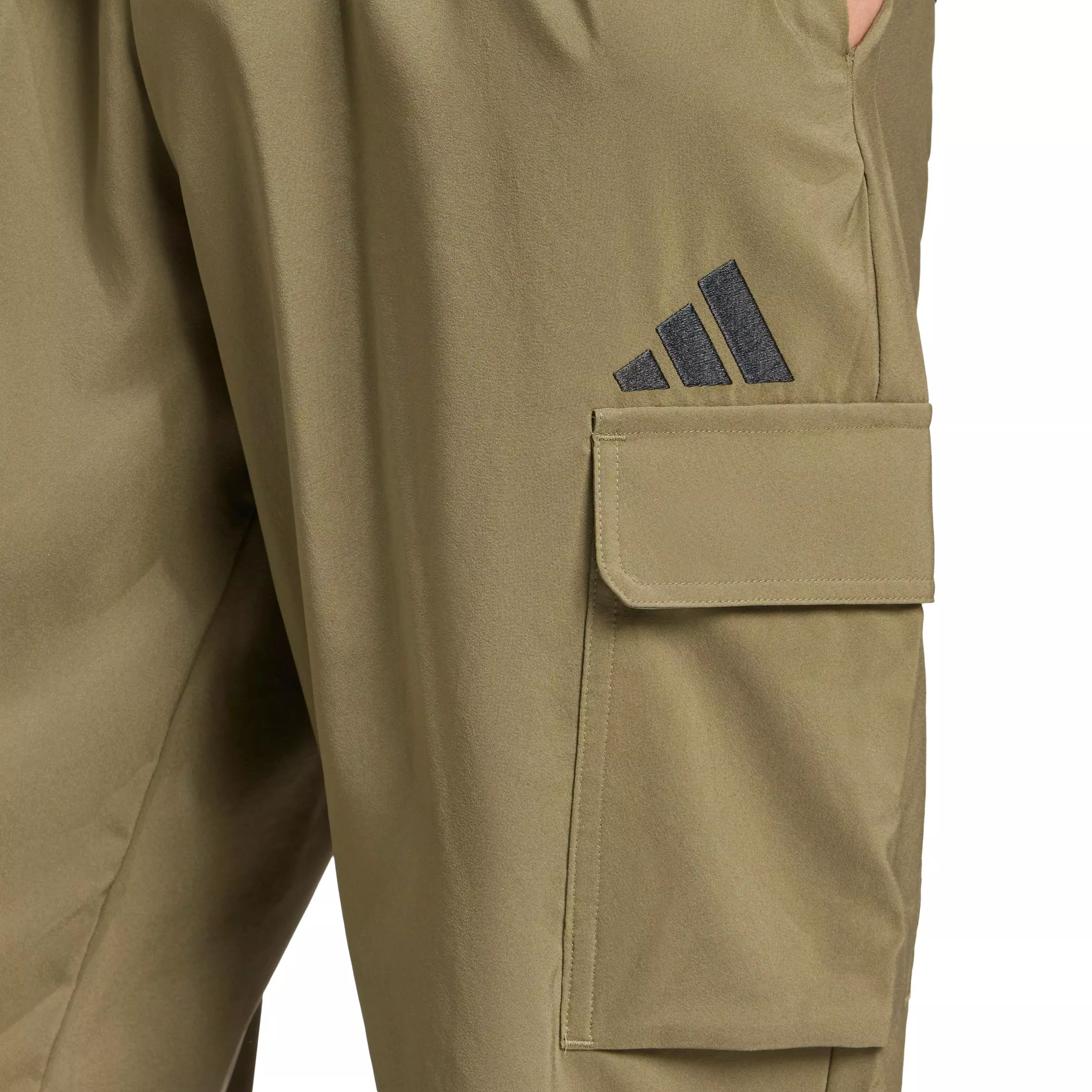 adidas Men's Essentials Small Logo Cargo Joggers - Olive/Black - OLIVE/BLACK